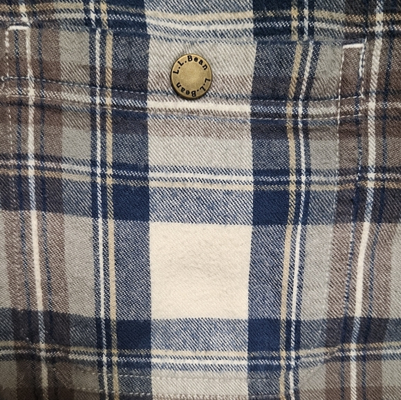 LL Bean Men's Scotch Plaid Flannel Shacket Anorak Traditional Fit Size L - Reg - Picture 7 of 11